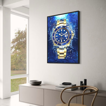 Graffiti Stijl | Blauwe Gouden Rolex Submariner Ontwerp