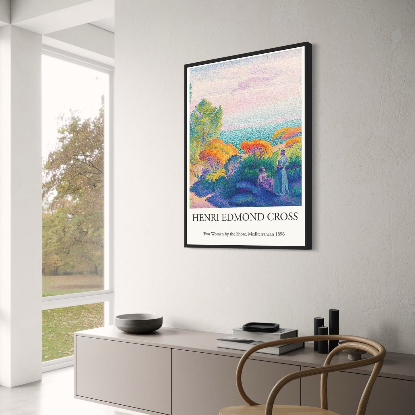 Henri Edmond Cross | Two Women by the Shore | Mediterranean Art Poster | Vintage Impressionist Wall Decor | Coastal Scene Artwork