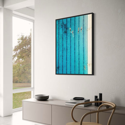 Poolside Escapes Poster | Serene Poolside Decor | Relaxing Art for Home & Garden | Modern Wall Art | Tranquil Outdoor Scene | High-Quality Print