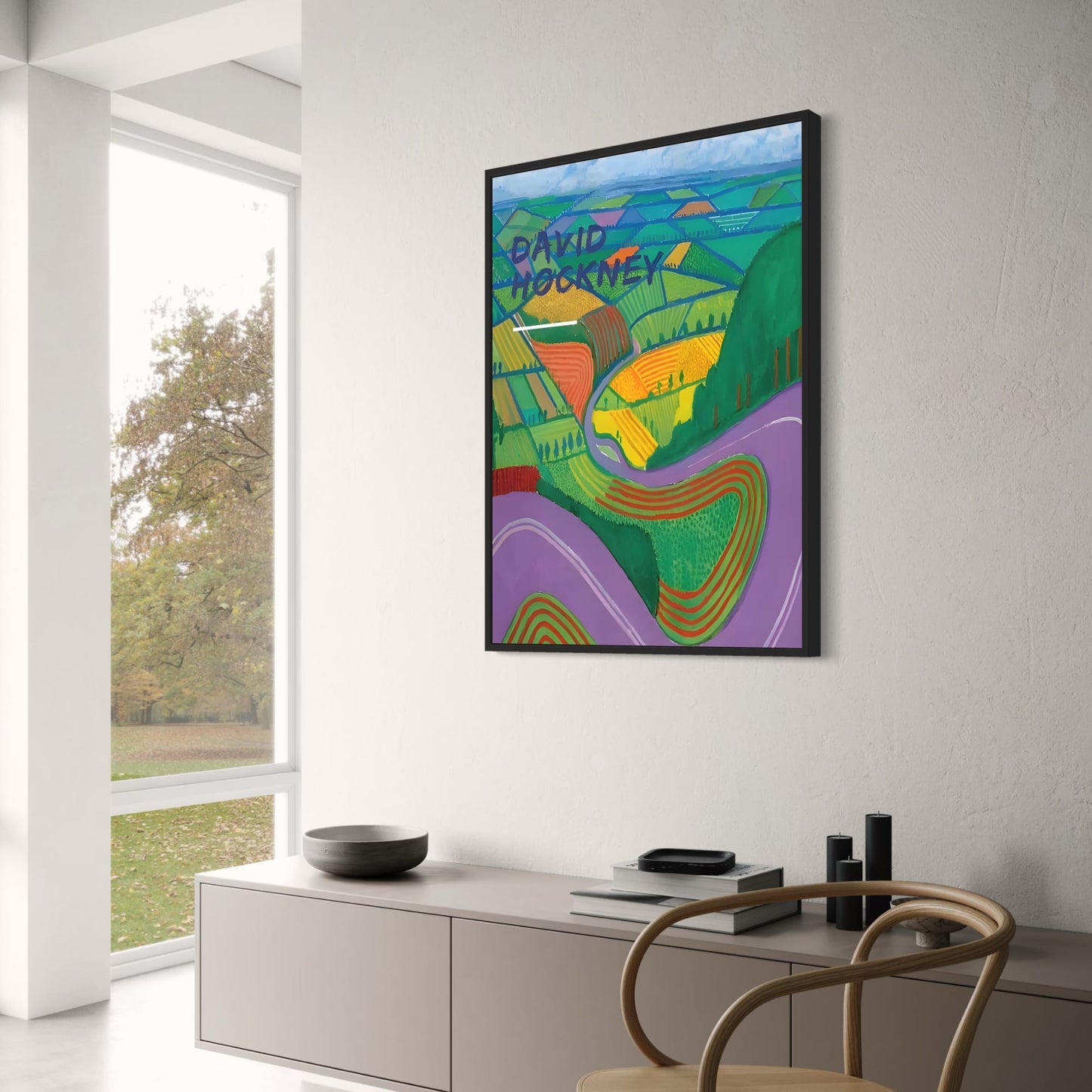 David Hockney | Paarse Wegen | Levendig Landschap