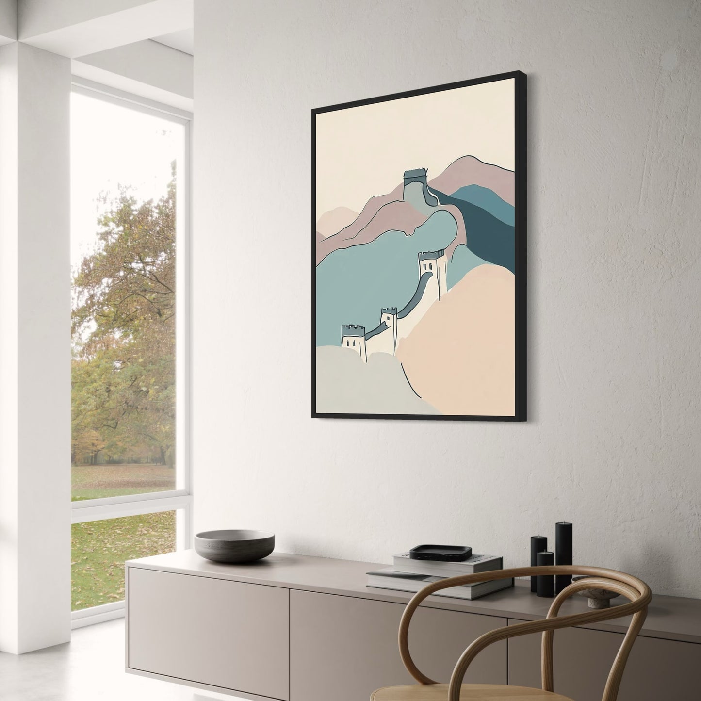 Great Wall of China Art Print | Minimalist Landscape Poster | Iconic Historical Sites | Ideal Wall Decor