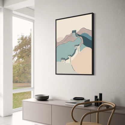 Great Wall of China Art Print | Minimalist Landscape Poster | Iconic Historical Sites | Ideal Wall Decor