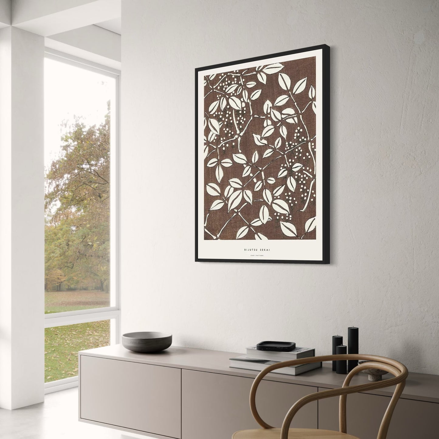 Bijutsu Sekai | Leaf Pattern | Ukiyo-e Style Poster | Japanese Art Print | Wall Decor