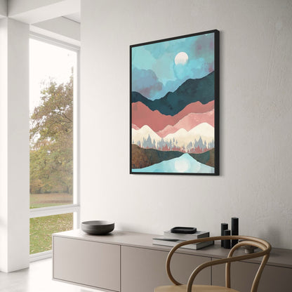 Abstraktes Landschaftsposter | Wandkunst mit roter Berglandschaft | Moderne Wohndekoration | Von der Natur inspiriertes Kunstwerk