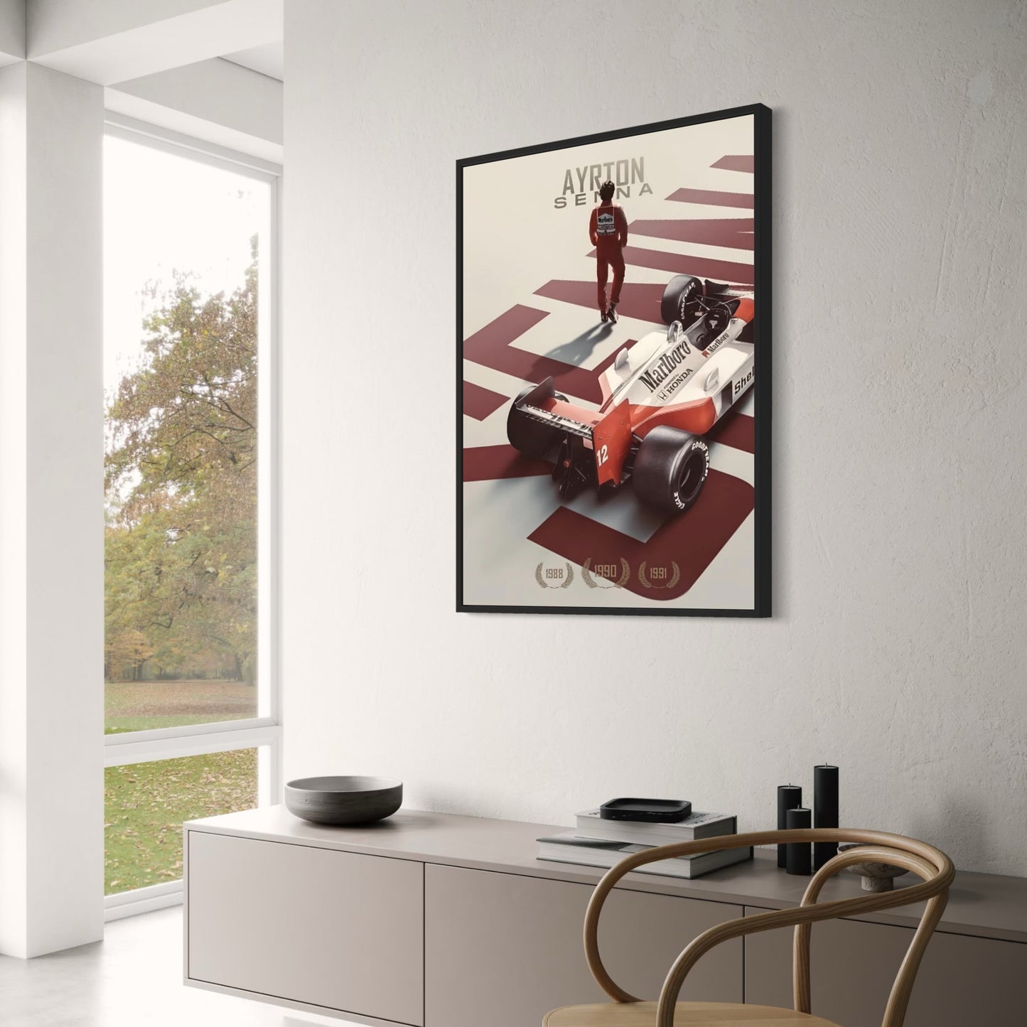 Poster der Rennsportlegende Ayrton Senna | Kunstwerk zur Heimdekoration | Wohnzimmer | Schlafzimmer | Eingang | Bar | Café