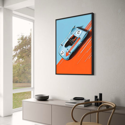 Porsche 917 Gulf Oil | Vintage Racing Style Poster | Le Mans | Modern Racing Decor | Artwork Print