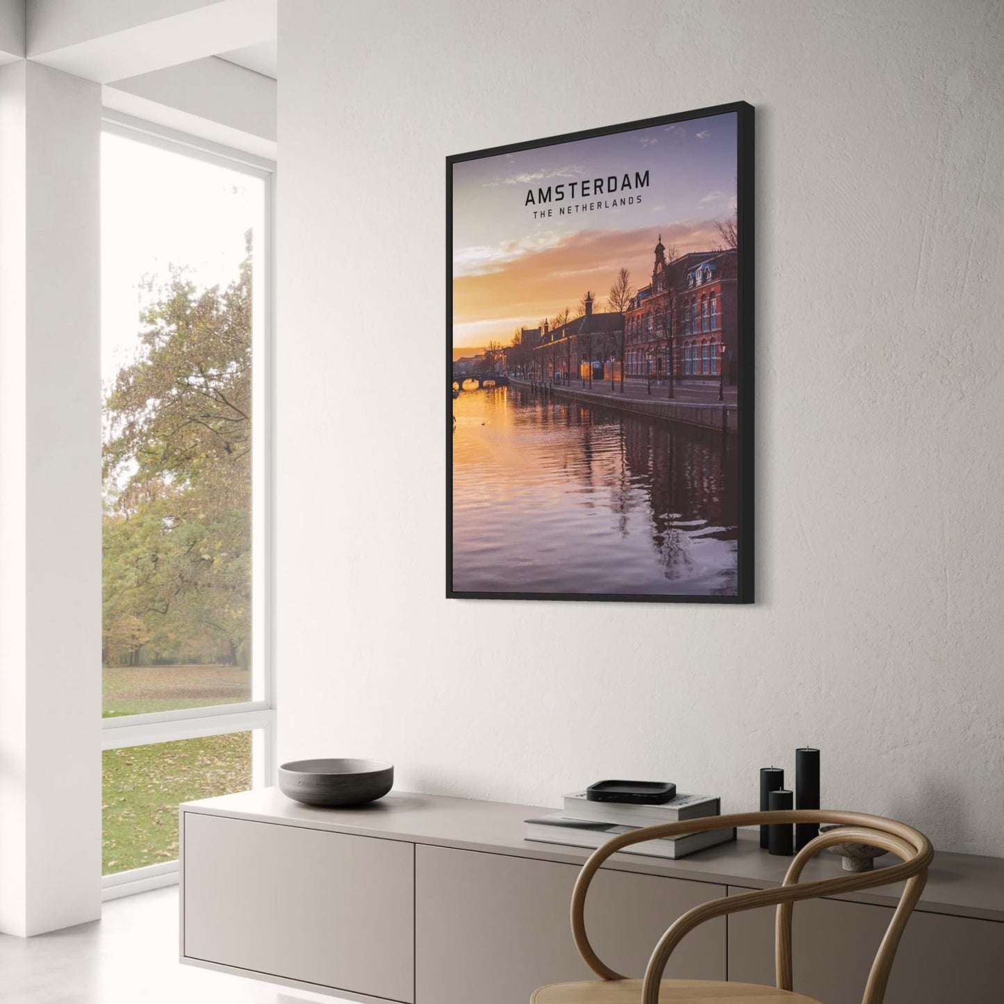 Amsterdam Sunset Poster | The Netherlands | Beautiful European Cities | Home Decor Artwork