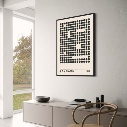 Plakat im Bauhaus-Stil | 1919-Hommage | Punktmatrix-Design | Moderne Wandkunst | Wohndekor | Künstlerischer Druck