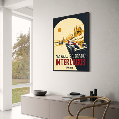 Interlagos Sprint Poster | GP von São Paulo | Formel-1-Renngeist | Brasilien-Rennstrecken-Kunst
