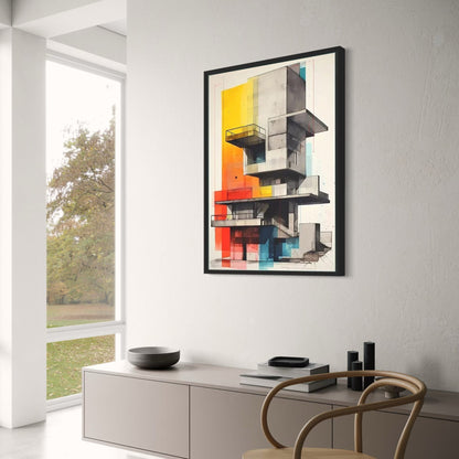 Abstract Architectural Facades Poster | Modern Building Design | Colorful Urban Decor Artwork | Stylish Interior Wall Art