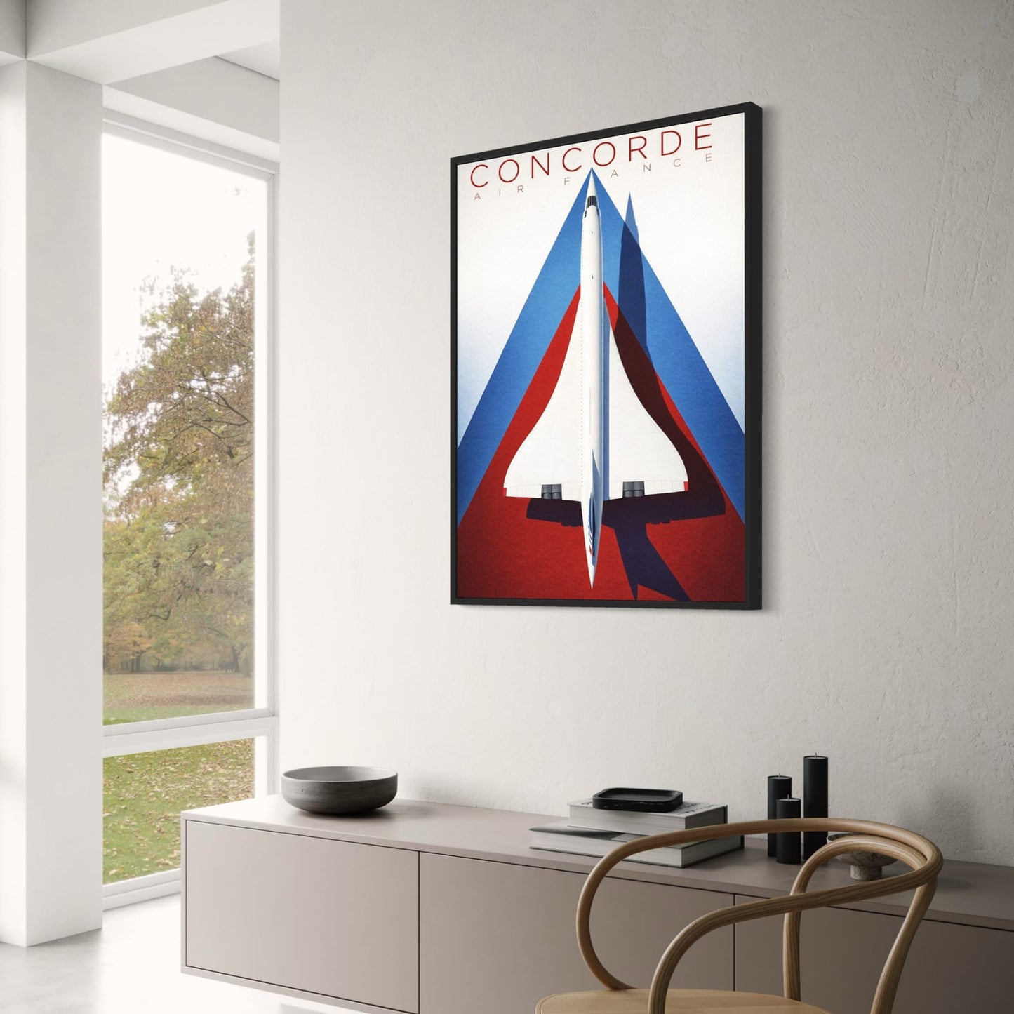 Vintage Concorde Jet | Retro Aviation | Geometric Red Blue Design