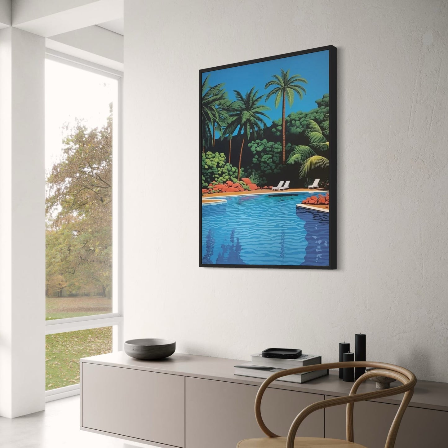 Hiroshi Nagai Poster | Vaporwave Japanisches tropisches Strandstadtauto | Wandbild Leinwandbild Dekor