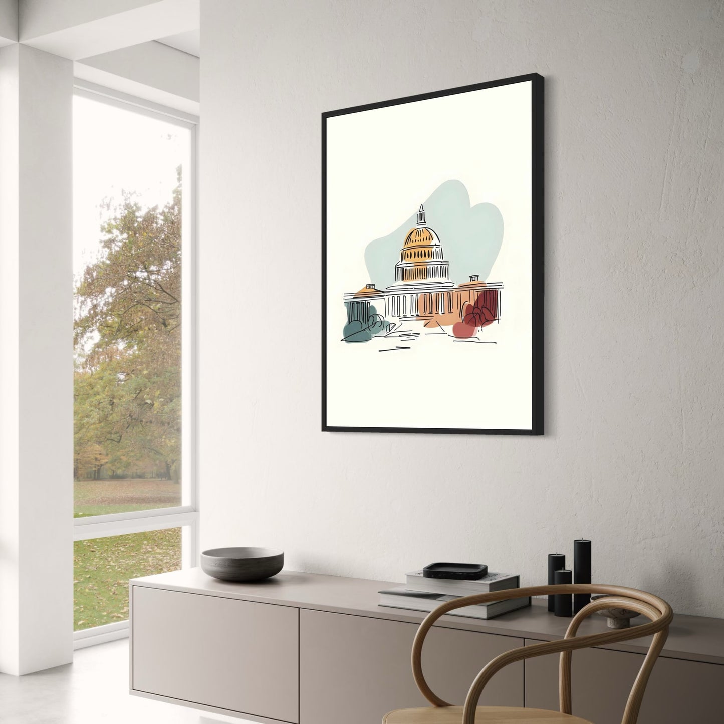 US Capitol Building Poster | Washington D.C. Landmark Art | Minimalistic Design | Home Office Wall Decor