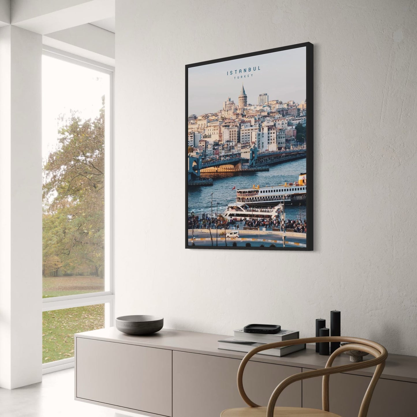 Poster der Galatabrücke | Stadtbild von Istanbul | Treibendes Leben am Goldenen Horn | Atemberaubende Wandkunst für die Inneneinrichtung | Malerische Aussicht auf Konstantinopel