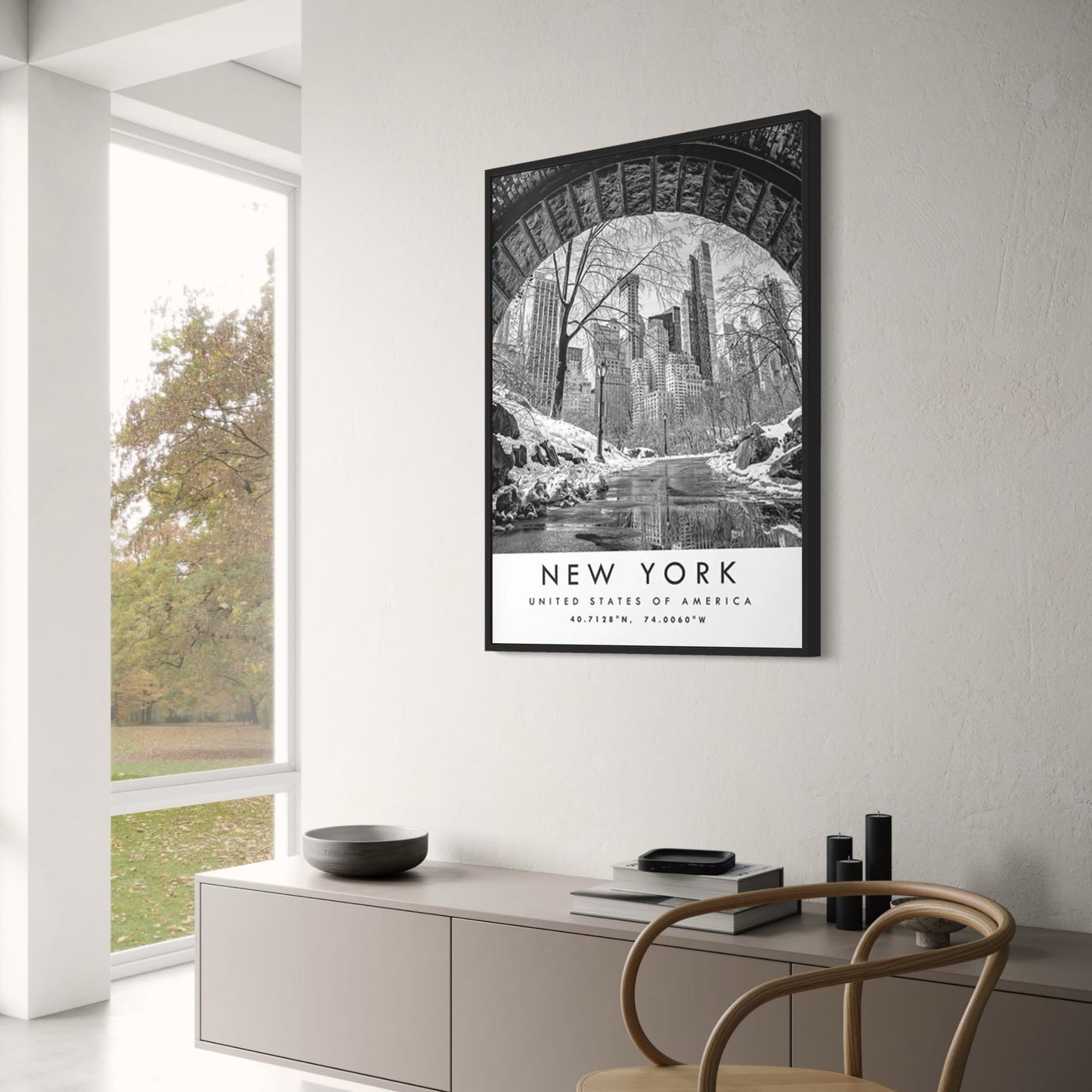 Winterwunderland | Central Park Bridge Poster | New York City Landschaftskunst | USA Landschaft