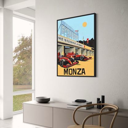 Monza-Poster | Spüren Sie die Leidenschaft und Geschwindigkeit des Formel-1-Rennens | Wohndekor | Wandkunst | Motorsport-Enthusiasten | Leuchtende Farben | Rennstrecken-Design