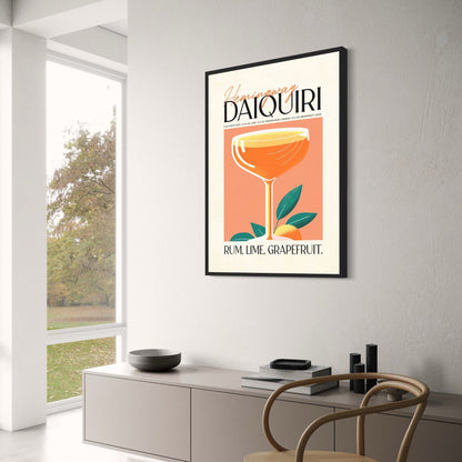Daiquiri Cocktail Art Print | Retro Party Vibes | Kitchen & Bar Decor | Decorative Wall Poster | Vintage Style Drink Illustration