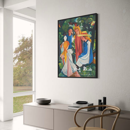 August Macke Kunstdruck | Vier Mädchen | Poster im Vintage-Stil | Wanddekoration für Zuhause | Künstlerische Reproduktion | Visuelles Kunstwerk | Deutscher Expressionismus des 20. Jahrhunderts