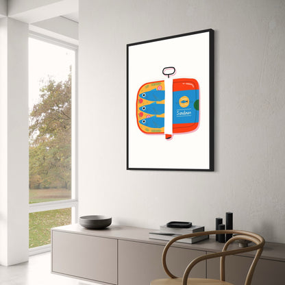 Sardinen-Poster | Kulinarische Illustration aus dem Jahr 1960 | Wandkunst für die Heimdekoration | Küchendruck