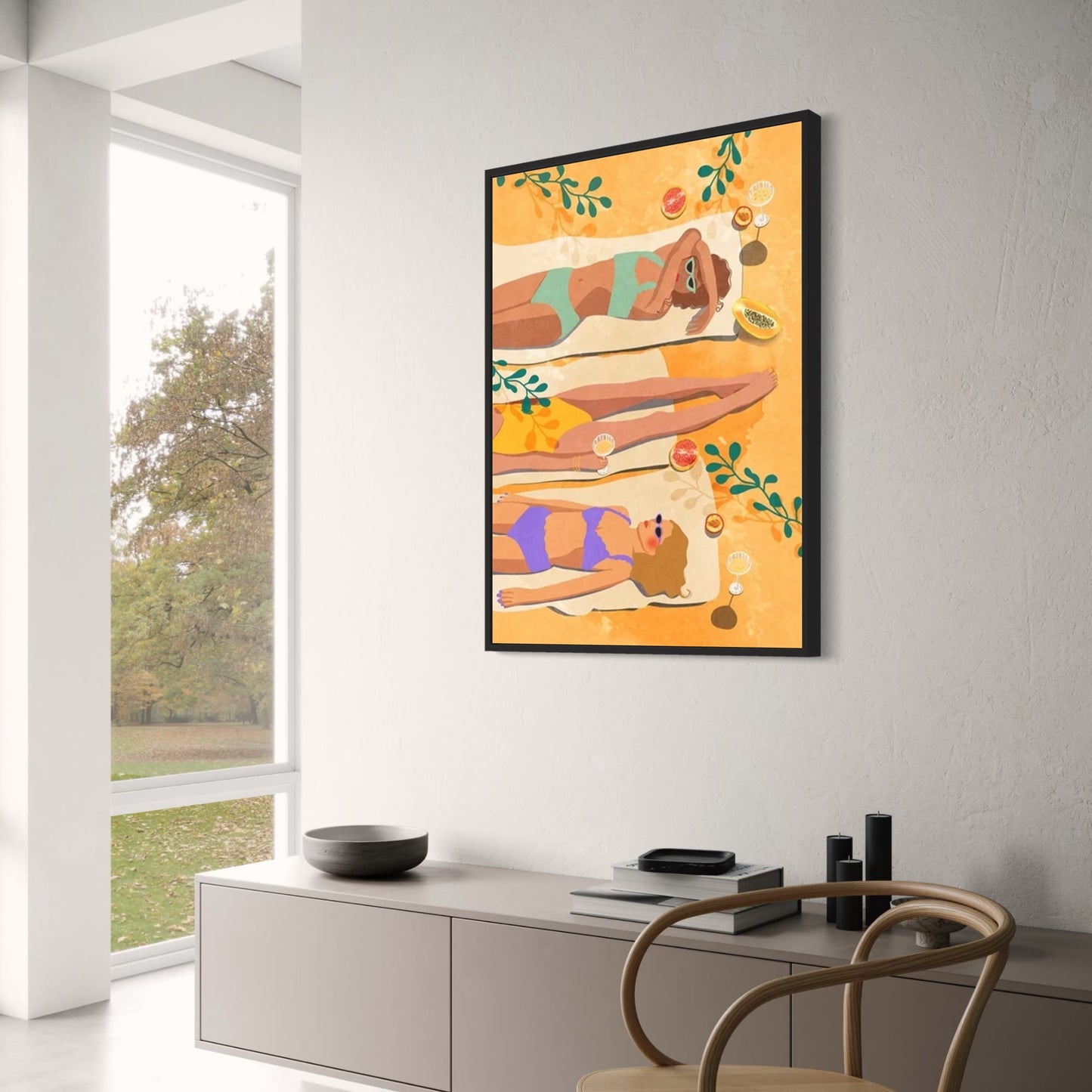 Summer Vibes | Beach and Fruit Poster | Colorful Wall Art | Relaxing Vacation Decor