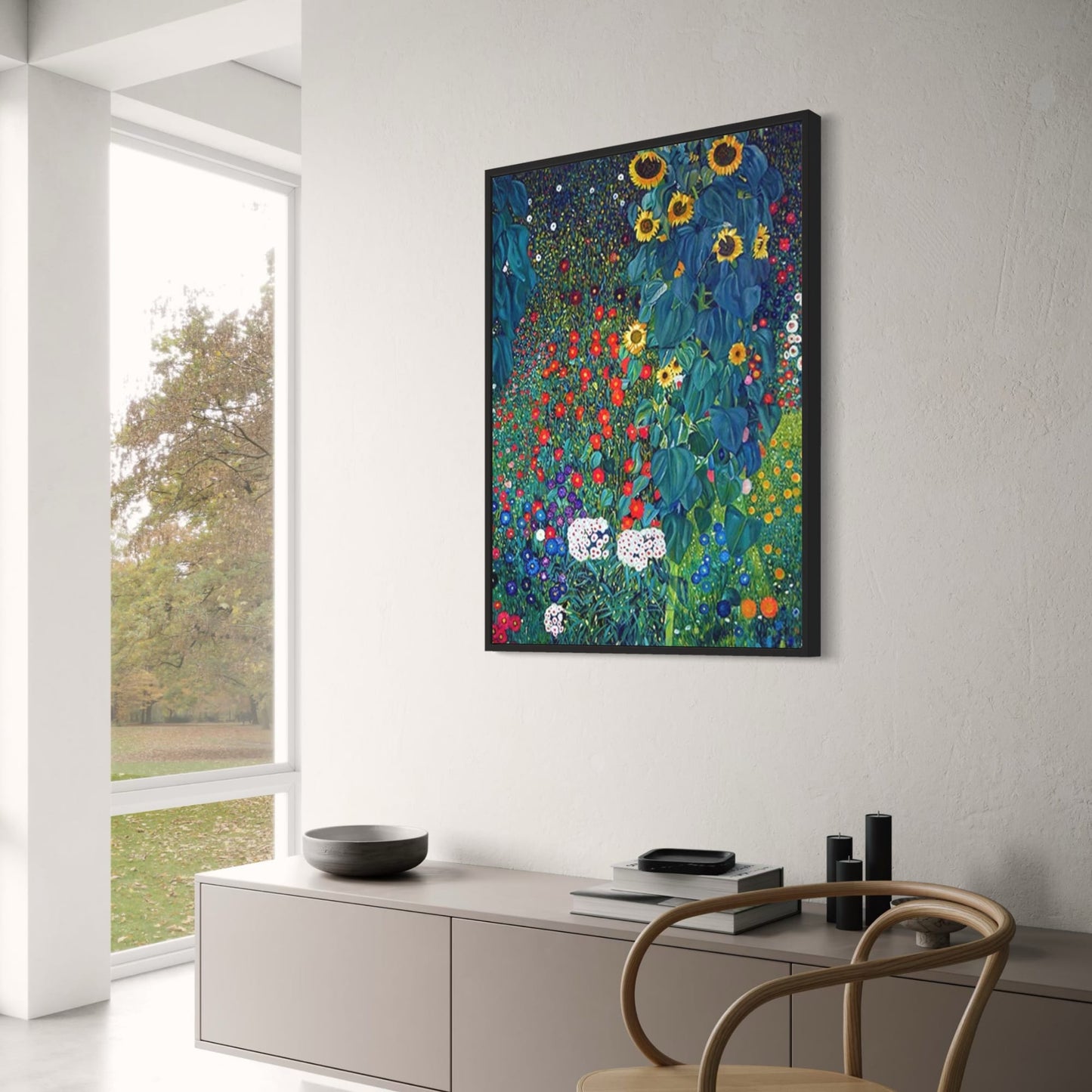 Gustav Klimt | Boerderij Tuin met Zonnebloemen | Impressionistisch Floraal