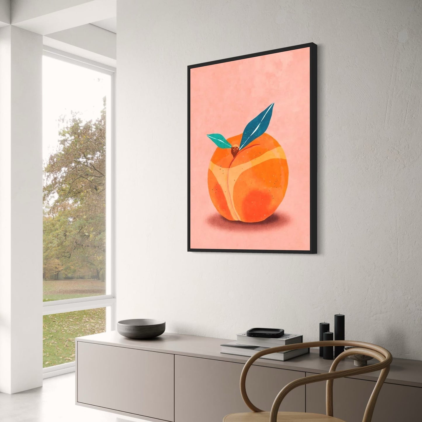 Ripe Peach Poster | Minimalist Art for Kitchen Decor | Fresh Fruit-Themed Wall Art