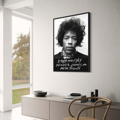 Jimi Hendrix | Legendäres Polizeifoto | Vintage Schwarzweiß