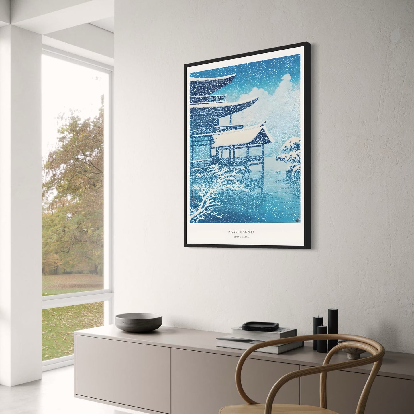 Hasui Kawase | Sneeuw op het Meer | Vintage Ukiyo-e Winterlandschap
