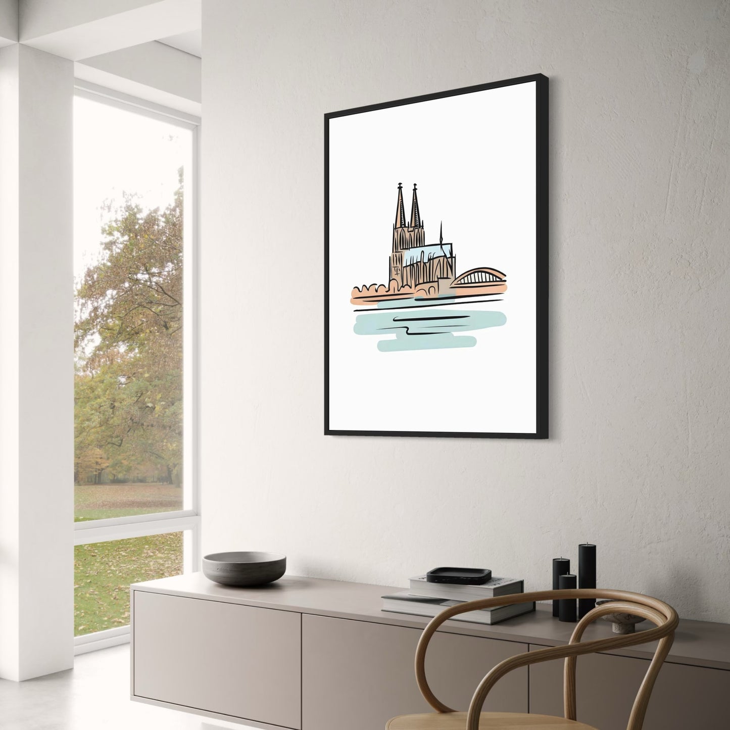 Cologne Cathedral Art Print | Minimalist Watercolor Poster | Iconic German Landmarks | Elegant Home Decor