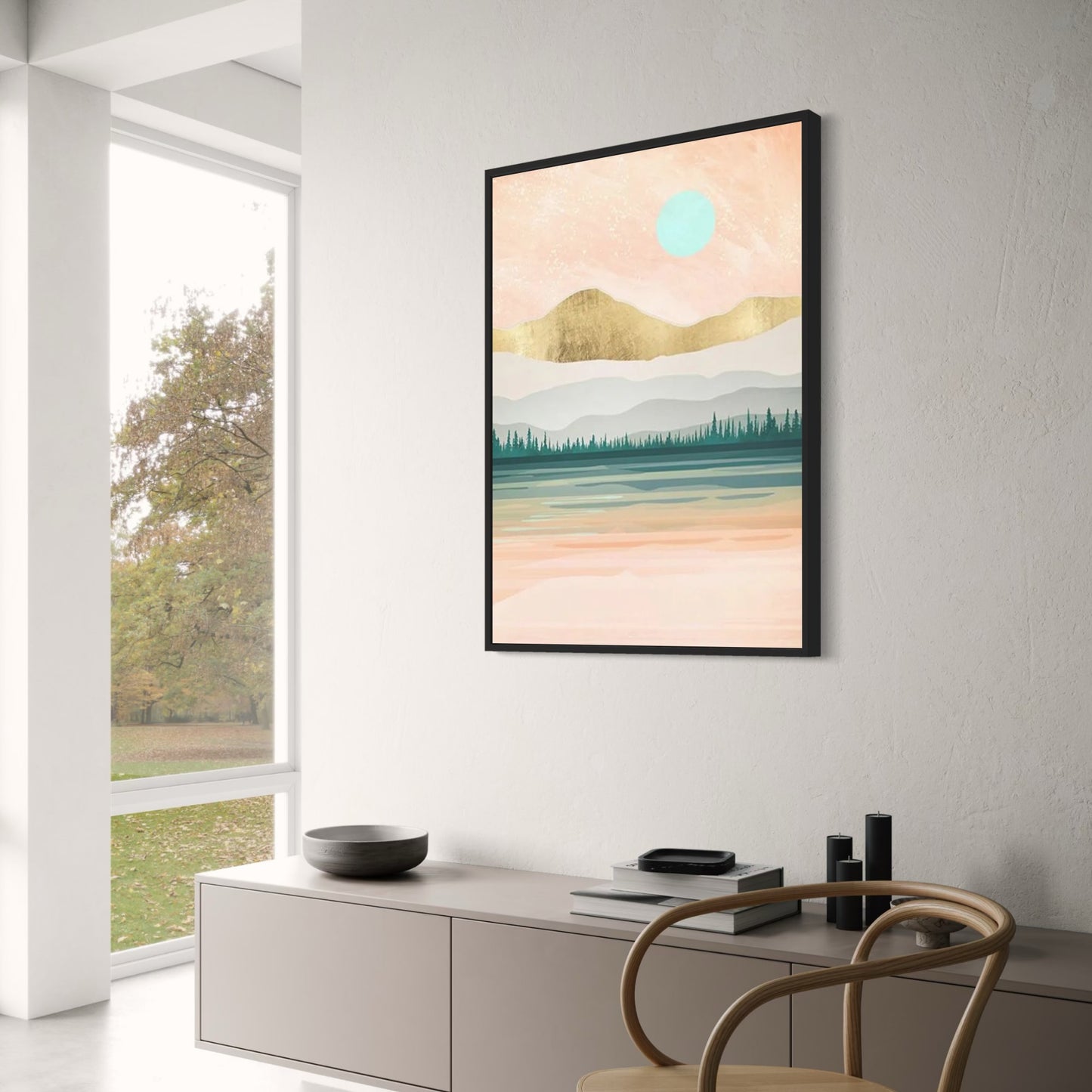 Abstraktes Landschaftsposter | Kunstdruck „Cloudy Mornings“ | Wanddekoration | Kunstwerk für Haus und Garten