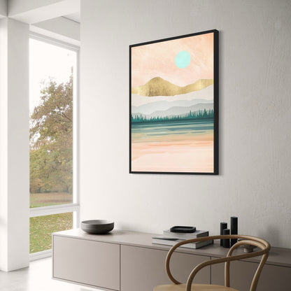 Abstraktes Landschaftsposter | Kunstdruck „Cloudy Mornings“ | Wanddekoration | Kunstwerk für Haus und Garten