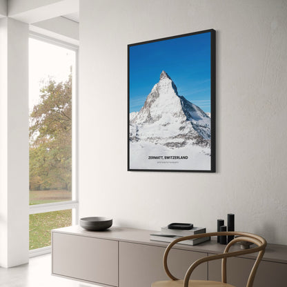 Matterhorn-Poster | Ikonische Winteransicht | Zermatt, Schweiz | Malerische Berglandschaftskunst | Winterliche Ruhe | Wohndekor-Wandkunst