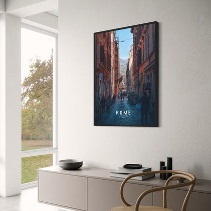 Belebte Straßenszene | Rom | Italien | Erleben Sie das tägliche Leben in Rom | Treibende städtische Energie | Lebendige Rom-Poster