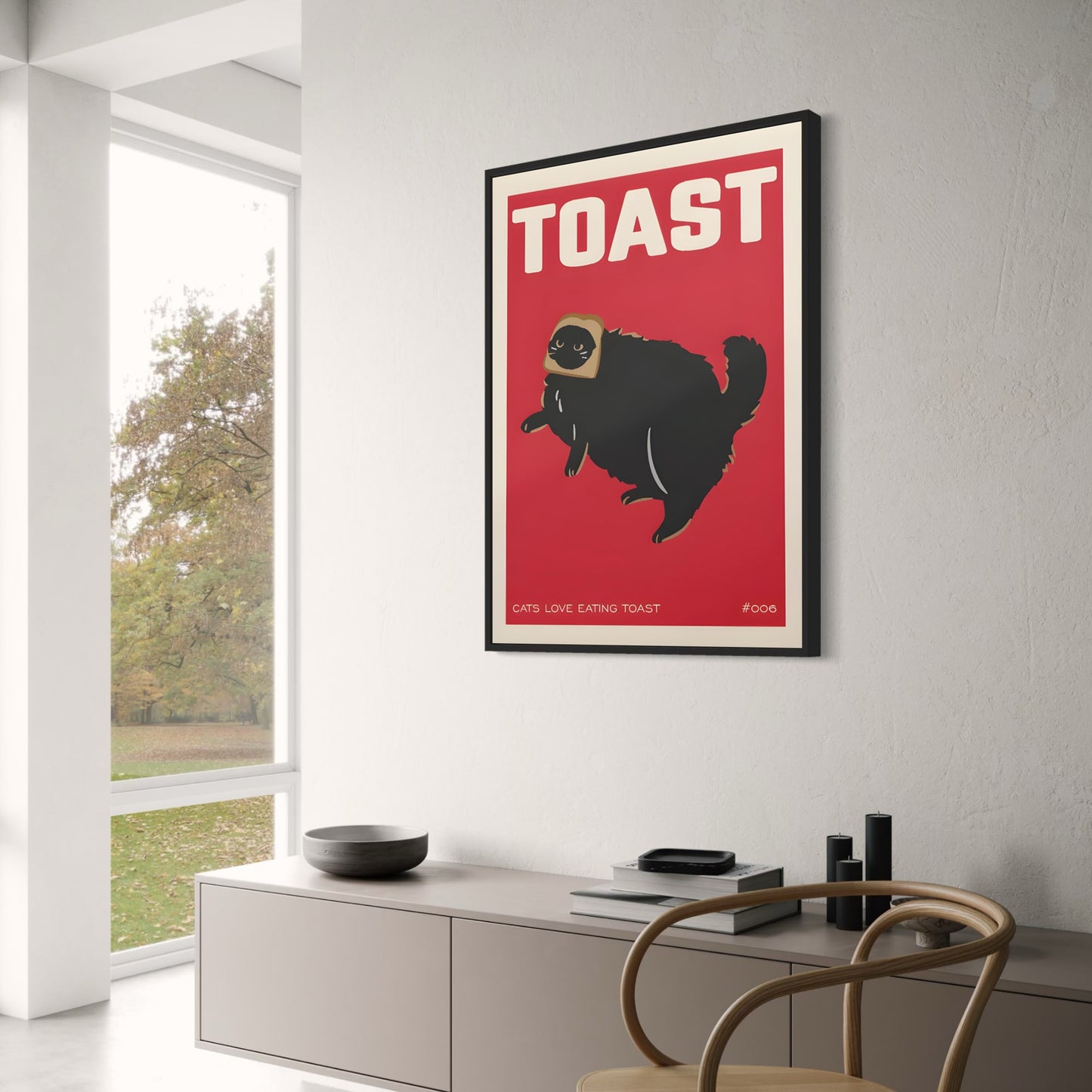 Vintage Grote Kat Keuken Kunst | Rode Toast