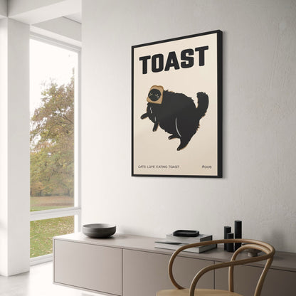 Vintage-Großkatze | Retro-Lebensmitteldeko | Schwarzes Toast-Design