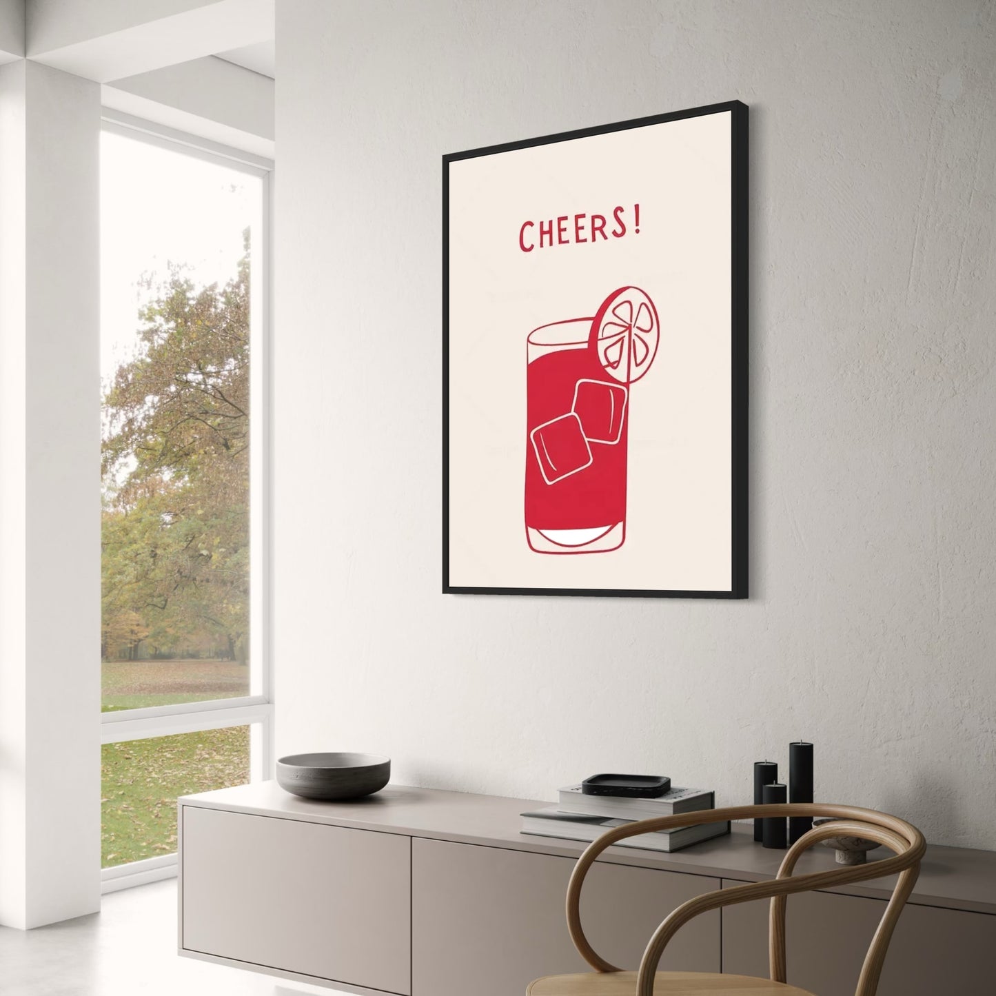 Hand Drawn Minimalist Poster | Cheers Themed | Decorative Wall Art | Living Room Decor | Modern Design | Home & Garden Artwork
