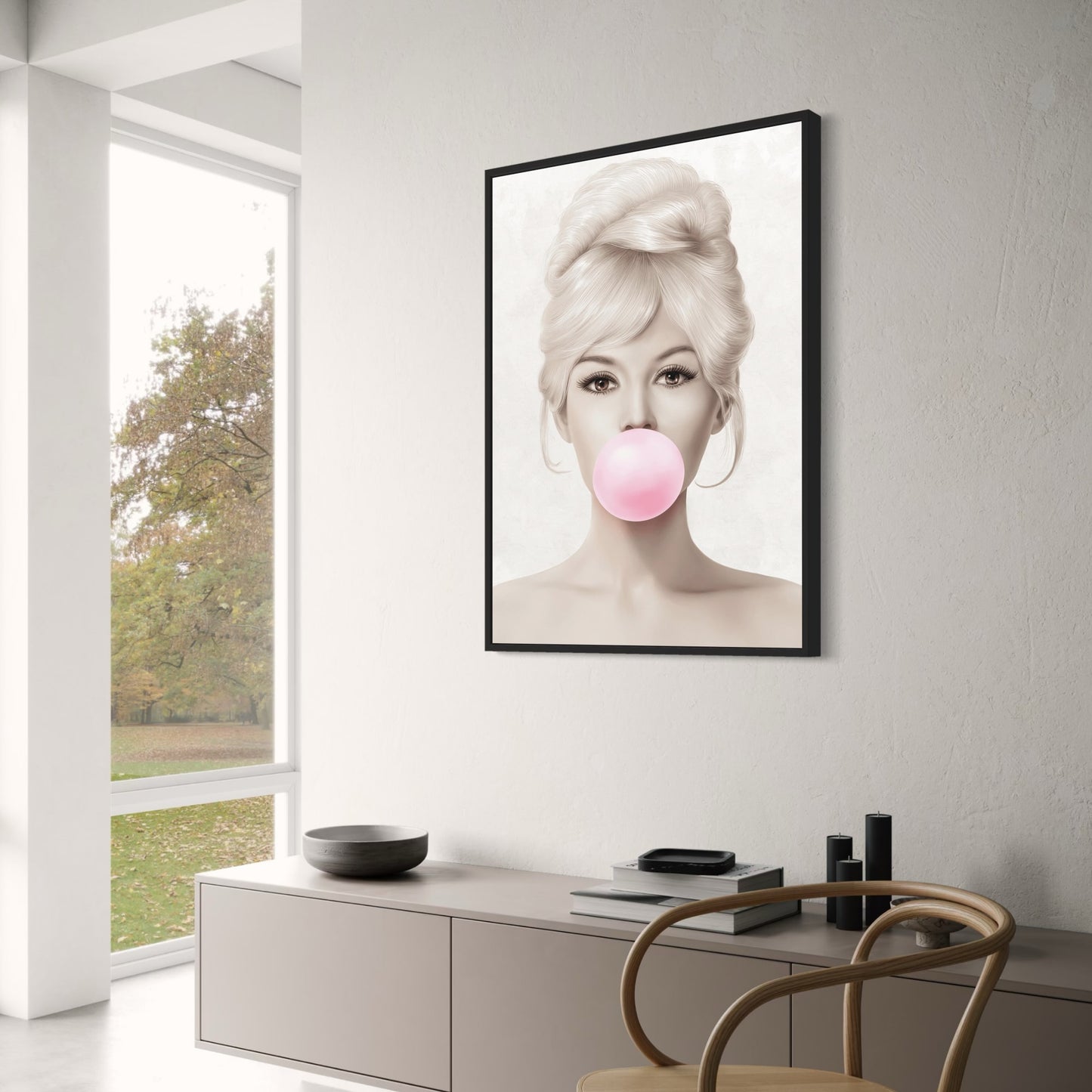 Brigitte Bardot Retro Pop Kunst | Kauwgom Roze