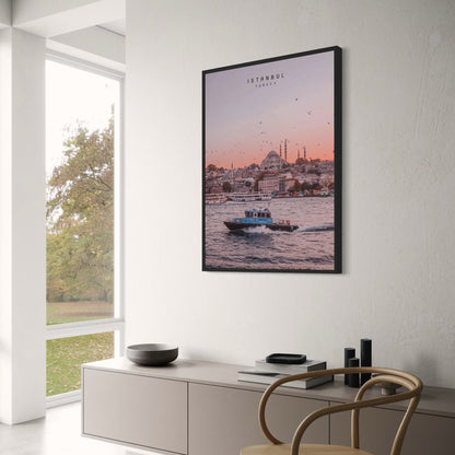 Sonnenuntergang am Goldenen Horn | Istanbul-Poster | Skyline von Konstantinopel | Abendrot in der Türkei | Historischer Blick auf die Uferpromenade | Türkisches Stadtbild