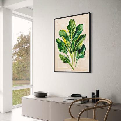 Botanisches Spinatmotiv | Wanddeko für die Küche