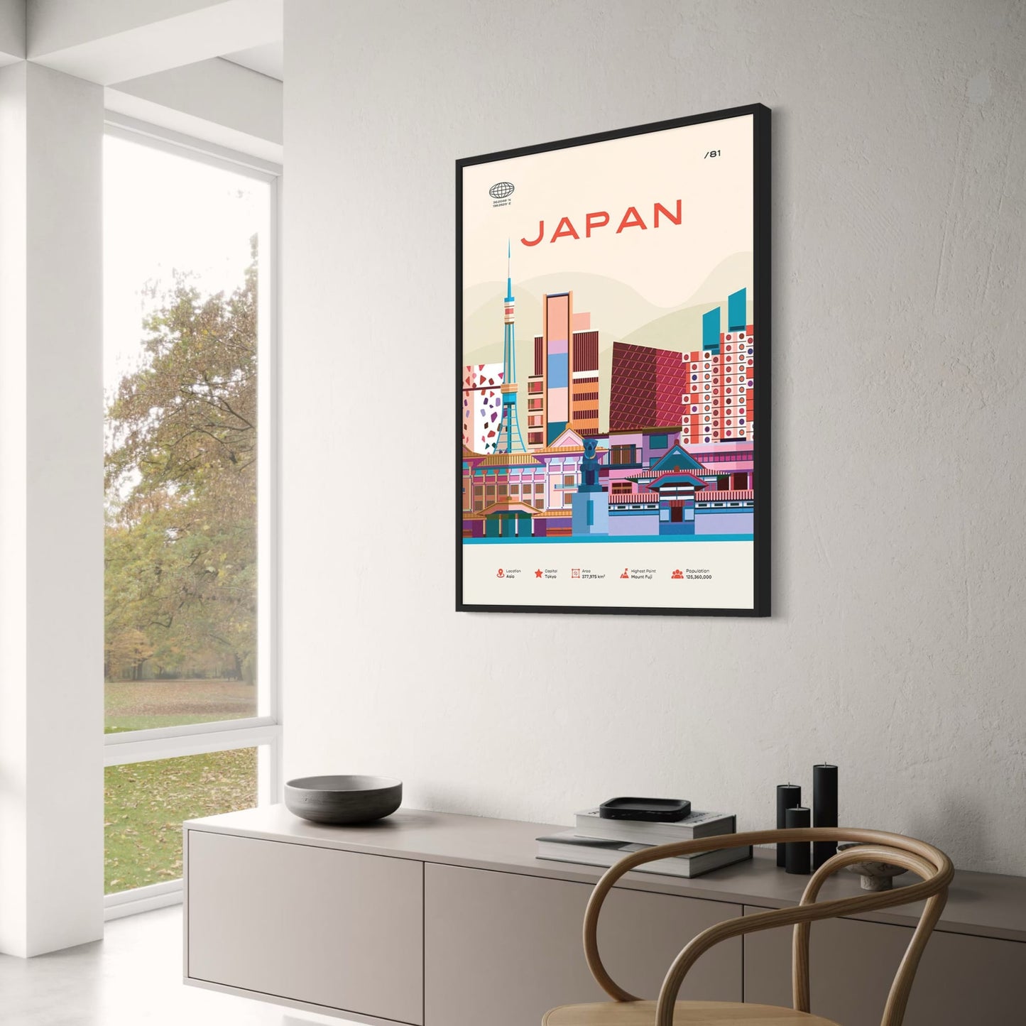 Japanisches Stadtbild-Poster | Lebendige Skyline von Tokio | Ideale Heimdekoration | Moderner Grafik-Kunstdruck