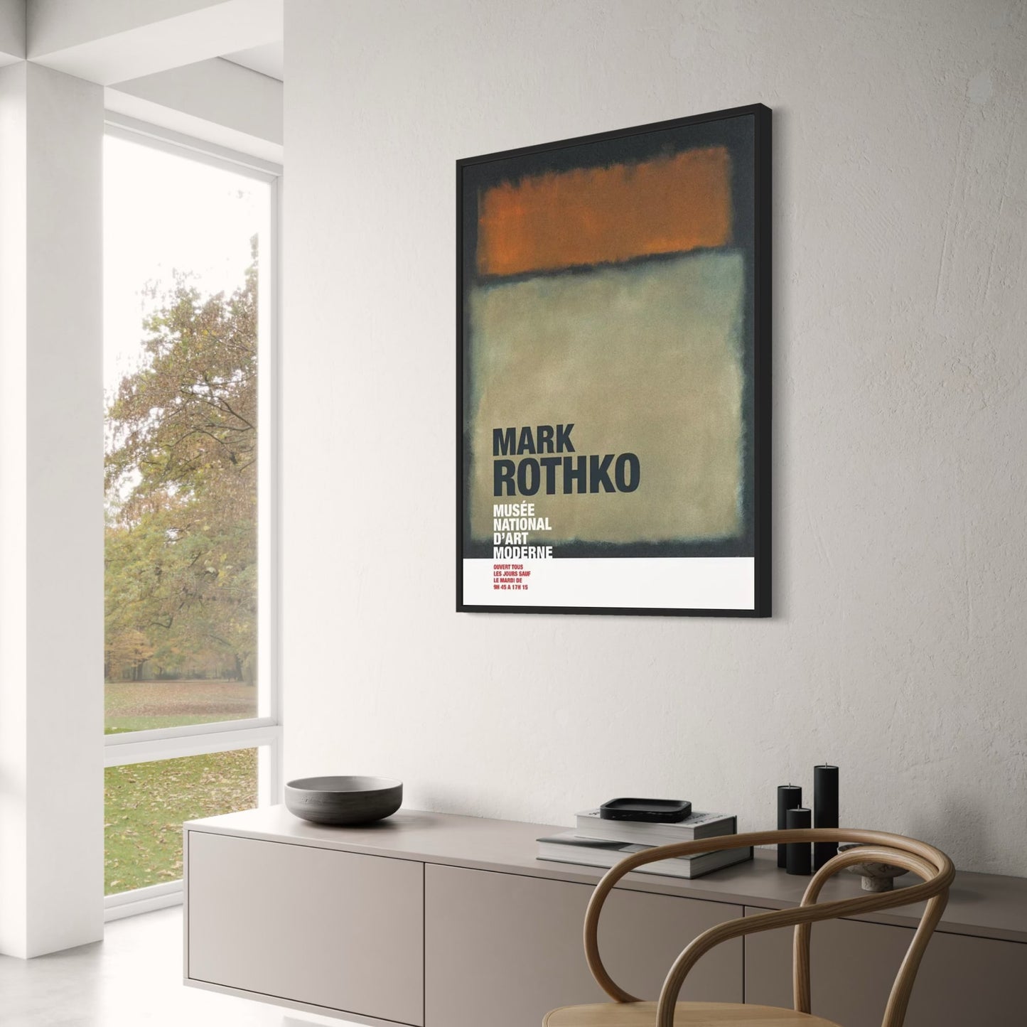 Mark Rothko Abstract | Creme & Red on Black | Modern Art