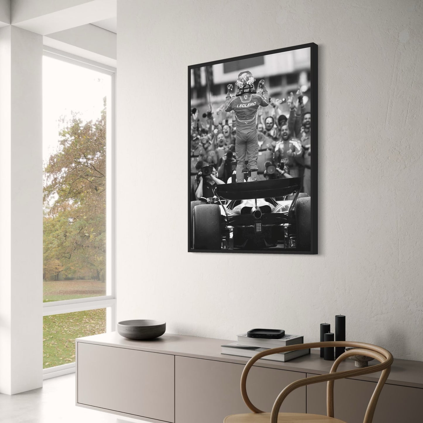 Schwarz-weißes Vintage-Poster des F1-Rennwagens von Monaco | Sportwagen-Wandkunst auf Leinwand | Bilder zur Heimdekoration