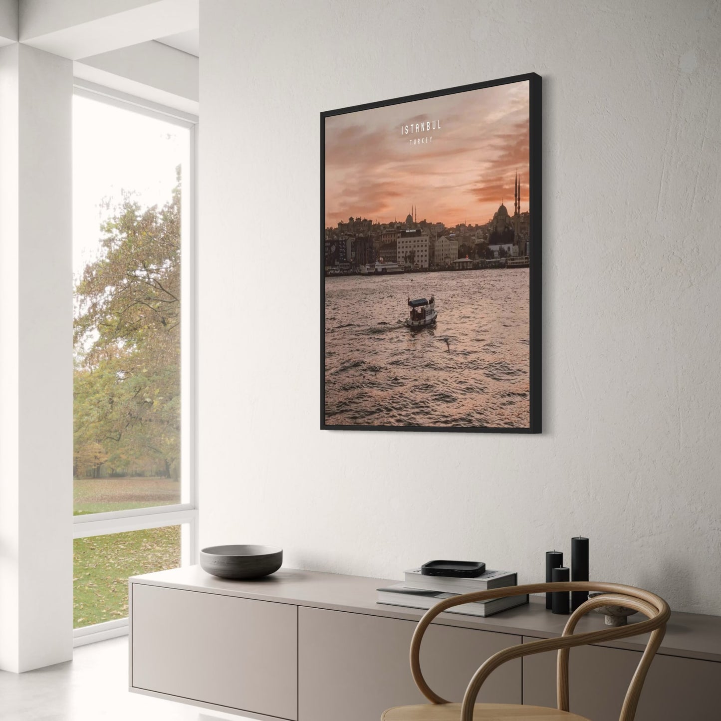 Abendplakat der Galatabrücke | Stadtbild von Istanbul | Dämmerung über den Gewässern von Istanbul | Türkische dekorative Kunst | Landschaft von Konstantinopel