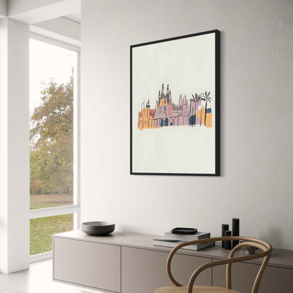 Alhambra Palace Silhouette Poster | Minimalist Spanish Landmark Art | Historical Building Illustration | Ideal for Modern Decor