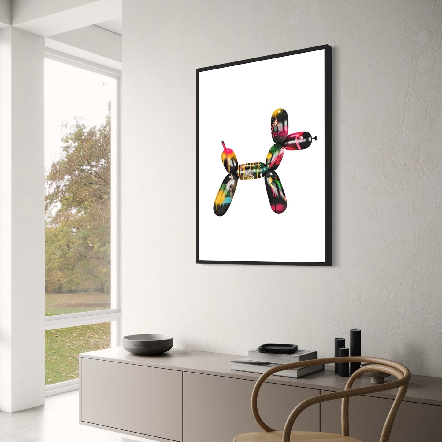 Pop-Art-Poster mit Ballonhund | Abstrakte, lustige Wanddekoration | Moderne Leinwand für Zuhause und Badezimmer | Wandbild