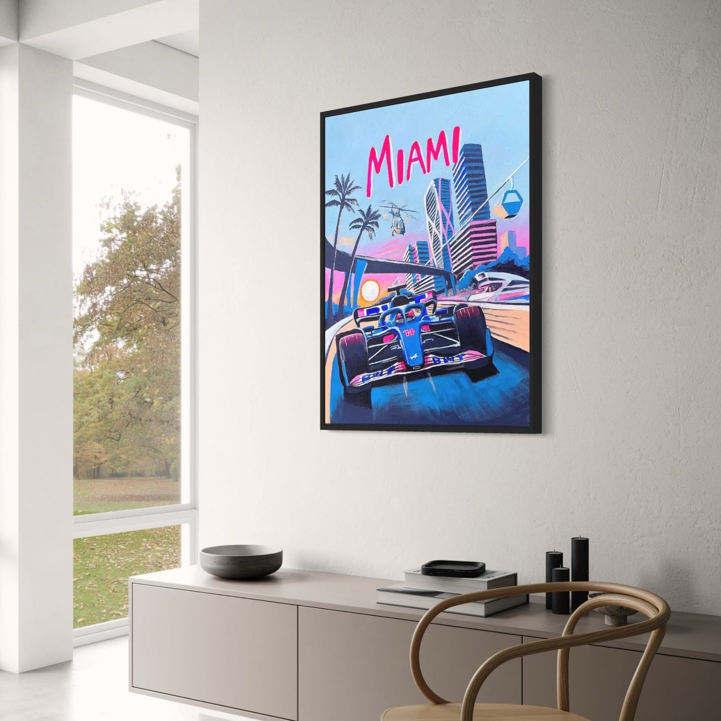Miami F1 Racing Poster | Lebendiges und dynamisches Formel-1-Erlebnis | Wandkunst-Dekor