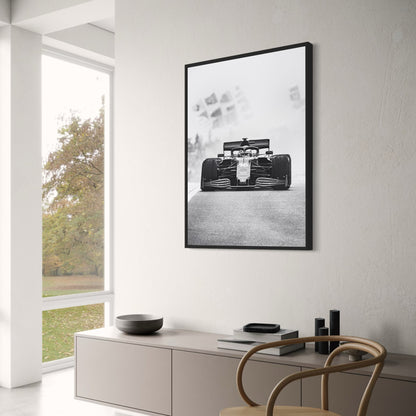 Poster | Schwarz-weißer Vintage F1 Monaco Rennsportwagen | Wandkunst Leinwandgemälde | Wohndekoration