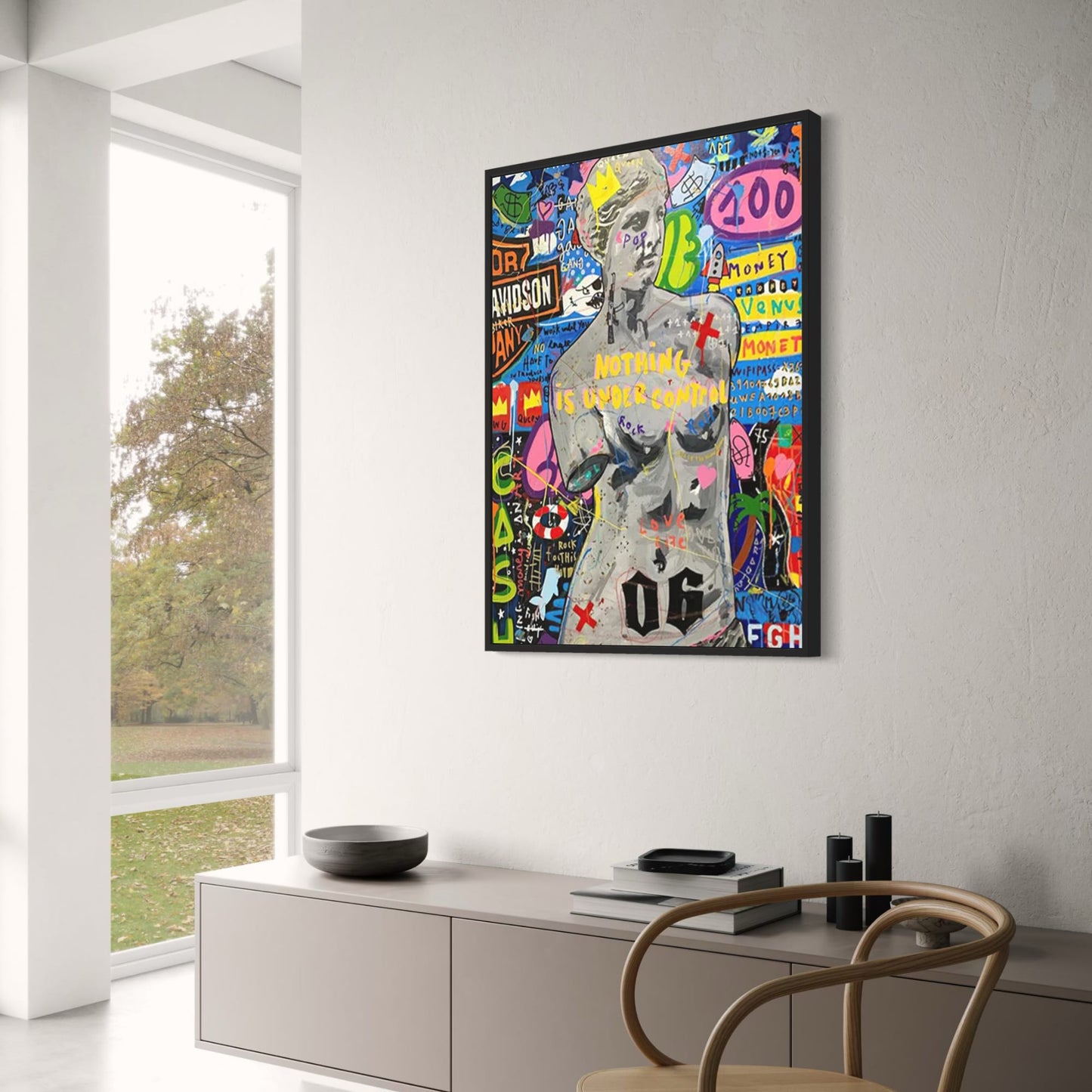 Abstraktes Graffiti-Poster | Porträt der Königin von England | Leinwand-Kunstdrucke zur Wanddekoration im Wohnzimmer