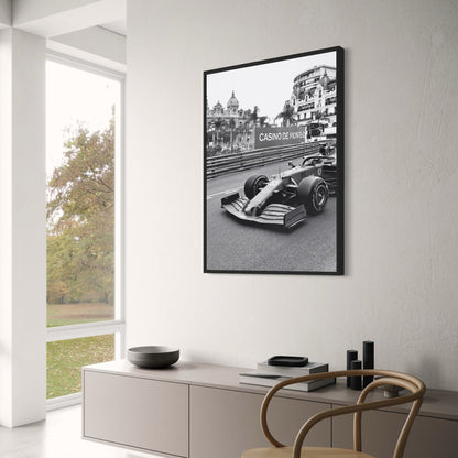 Schwarzweiß | Vintage F1 Monaco Rennen | Sportwagenfoto | Poster auf Leinwand | Wanddeko