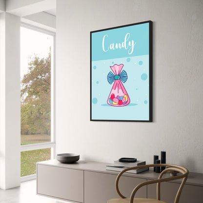 Skittles-Poster mit Tüte | Bunter Süßigkeiten-Kunstdruck | Wandkunst für die Inneneinrichtung | Regenbogen-Süßigkeiten-Poster für Küche oder Wohnzimmer | Lebendiges Skittles-Kunstdisplay